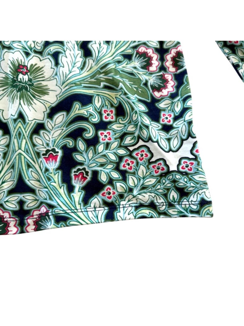 Talbots Tee Botanical Shirt M Womens Blue Green Long Sleeve Floral Cotton Top - Picture 4 of 9
